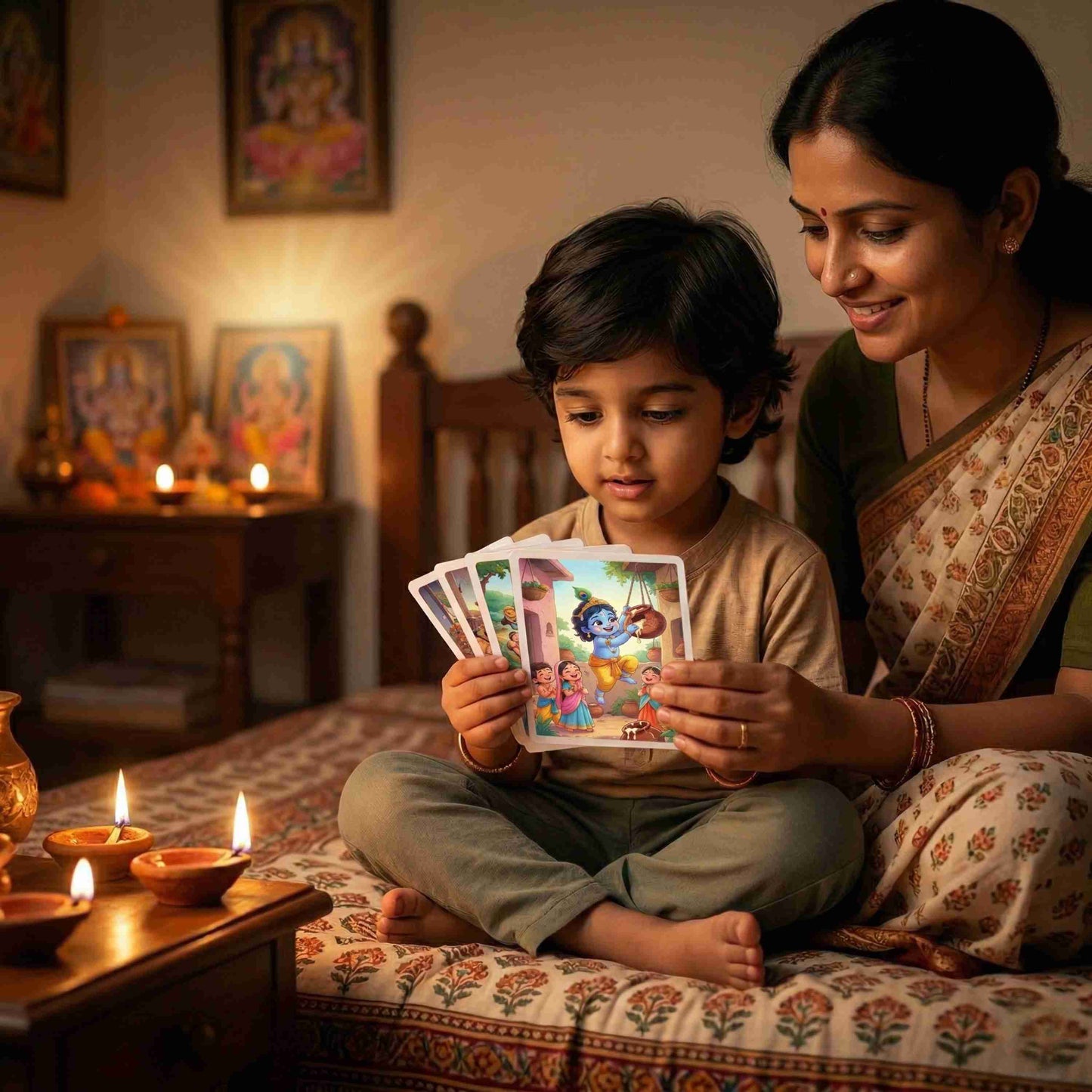 Krishna Leela Flashcards | Complete Life Story + Moral Cards | Teach Dharma Through Stories