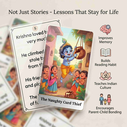 Krishna Leela Flashcards + Dashavatar Cards for Kids (Story Learning Set)