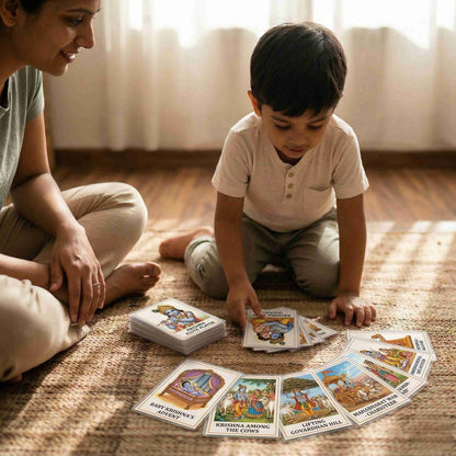 Krishna Leela Flashcards | Complete Life Story + Moral Cards | Teach Dharma Through Stories