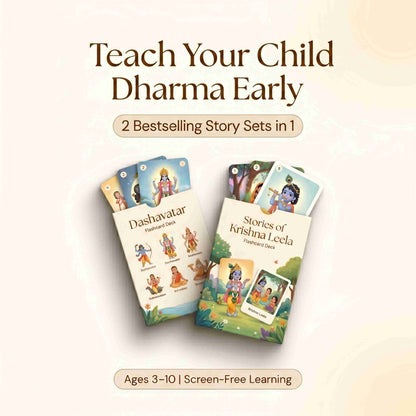 Krishna Leela Flashcards + Dashavatar Cards for Kids (Story Learning Set)