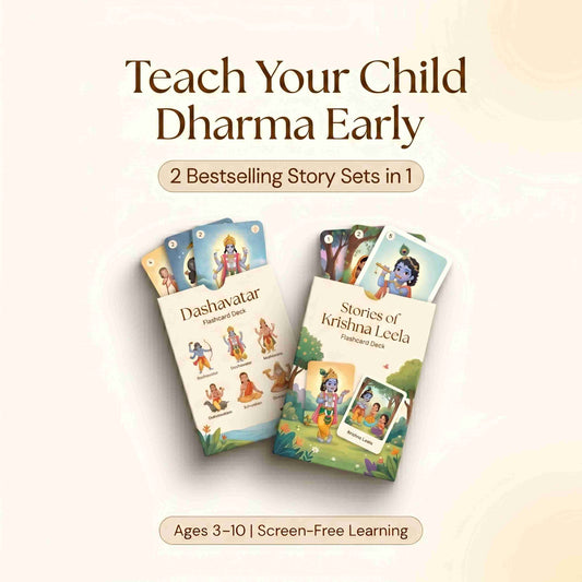 Krishna Leela Flashcards + Dashavatar Cards for Kids (Story Learning Set)