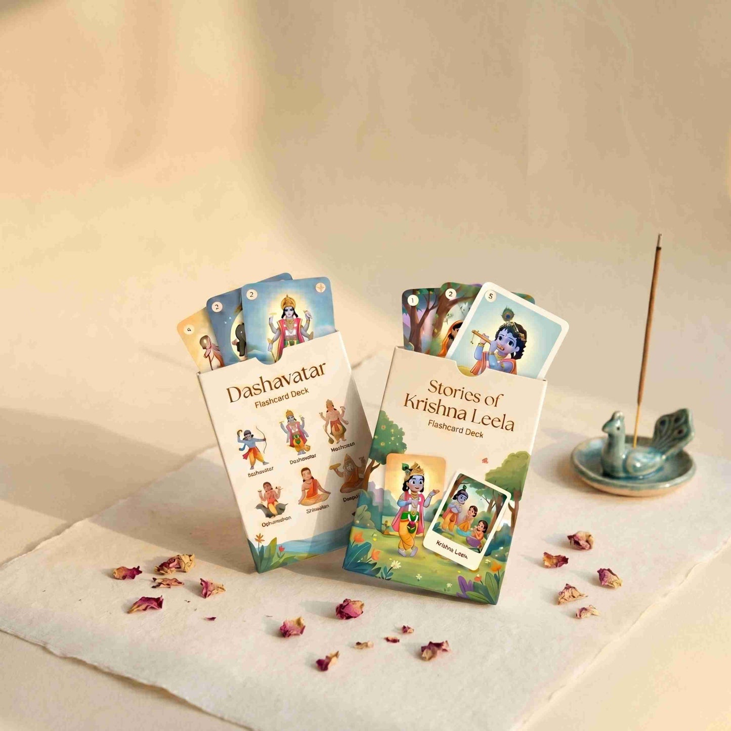 Krishna Leela Flashcards + Dashavatar Cards for Kids (Story Learning Set)